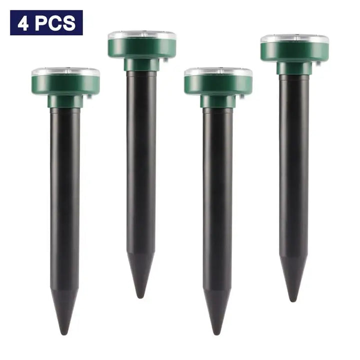 Solar Ultrasonic Mole Repeller 4-Pack for Lawns & Gardens