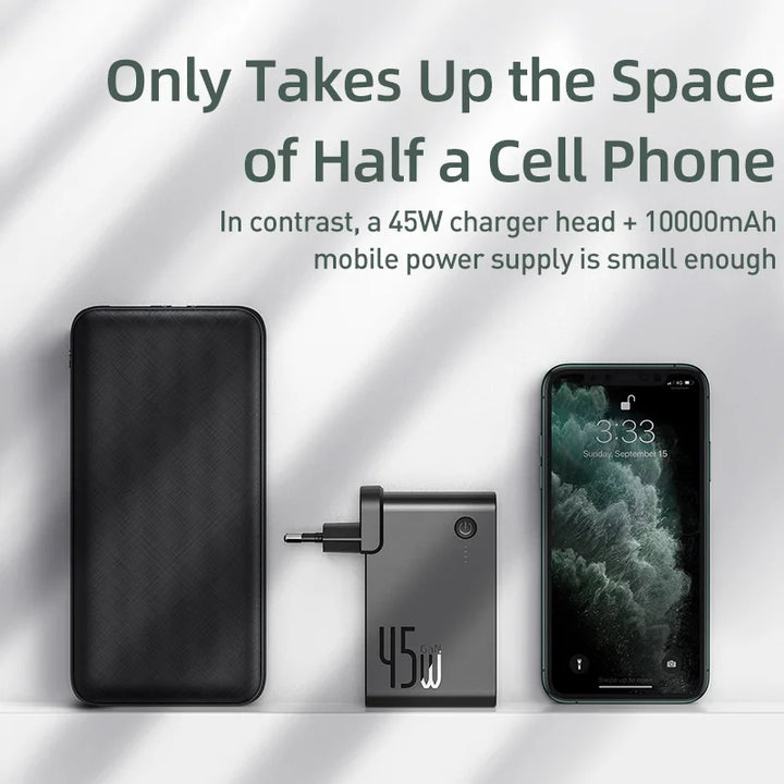 10000mAh 2-in-1 GaN Power Bank Charger — 45W PD Fast Charge