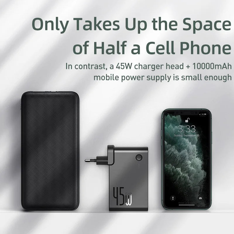 10000mAh 2-in-1 GaN Power Bank Charger — 45W PD Fast Charge