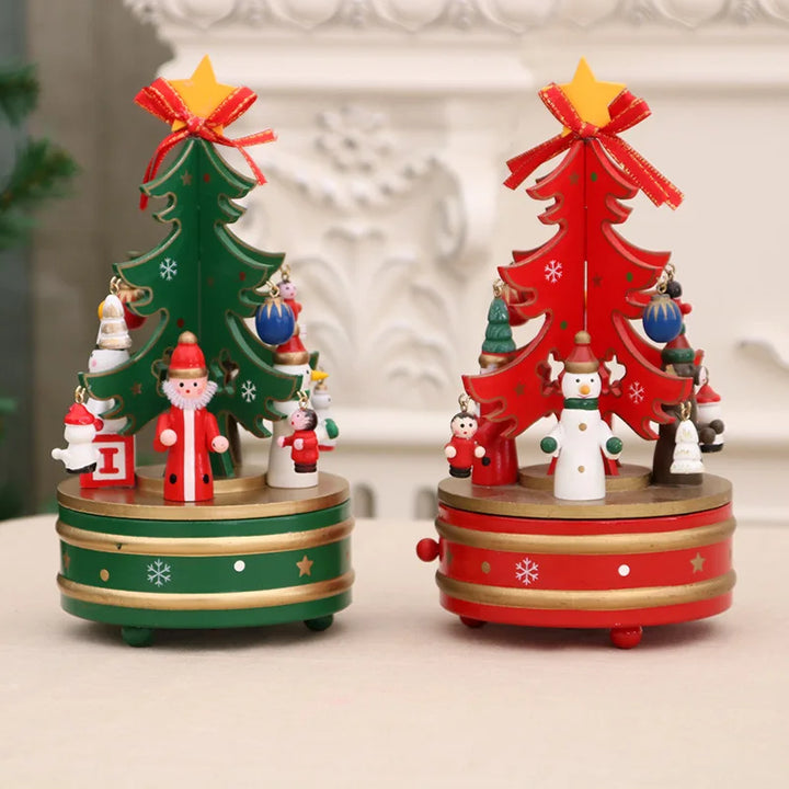 Christmas Carousel Music Box Santa Snowman Decoration