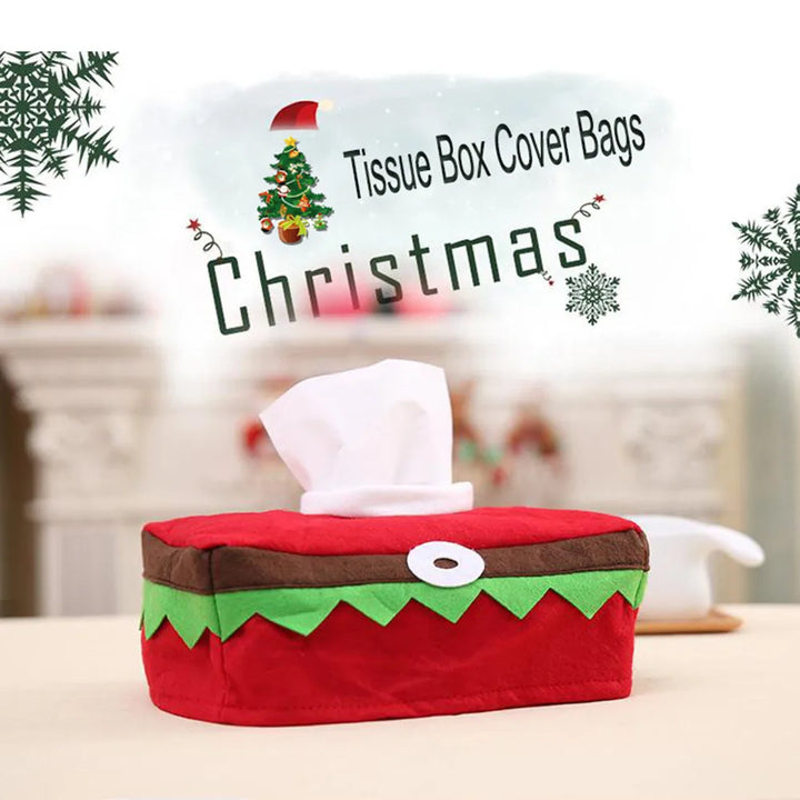 Christmas Tissue Box Cover Bag for Dinner Table Decor