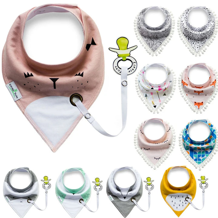 Cotton Baby Bibs with Anti-Drop Rope, Super Absorbent