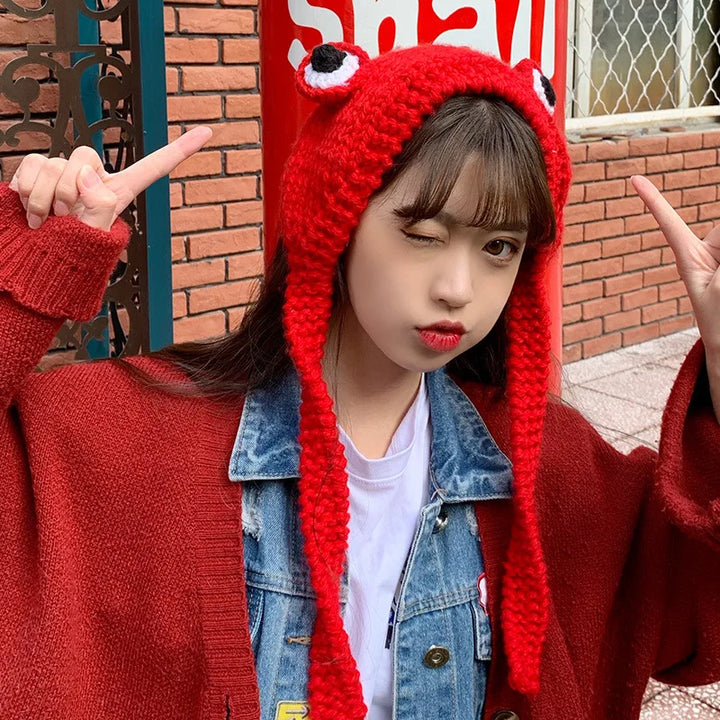 Women’s Frog Beanie Hat for Playful Winter Outfits