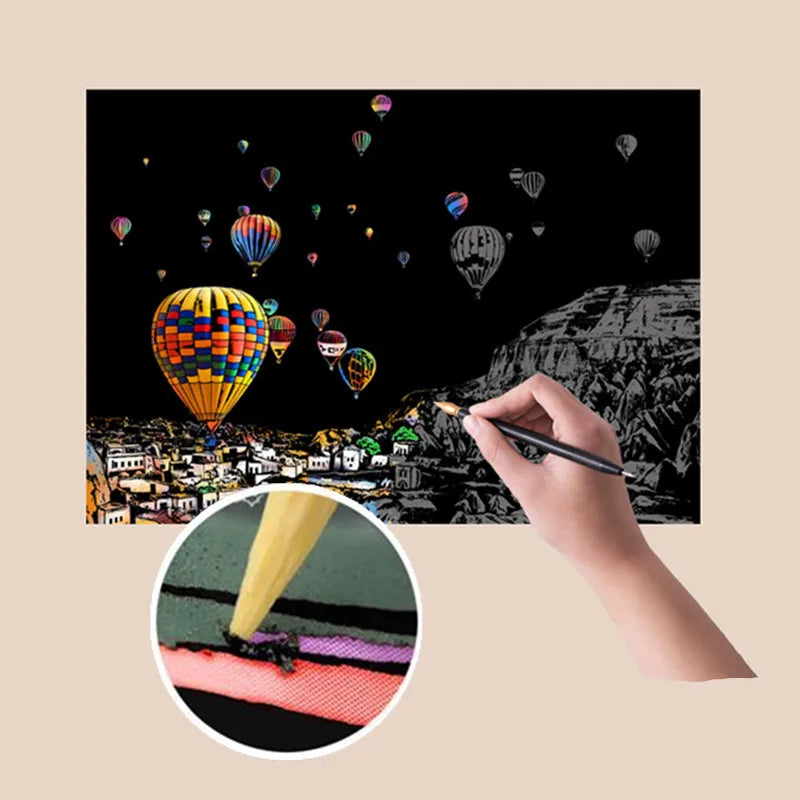 Scratch Art Night Scene Cards for Stress-Relief Drawing