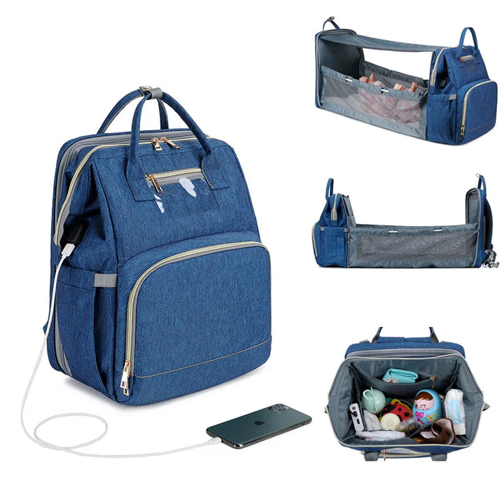USB Diaper Bag Backpack With Changing Mat And Large Storage
