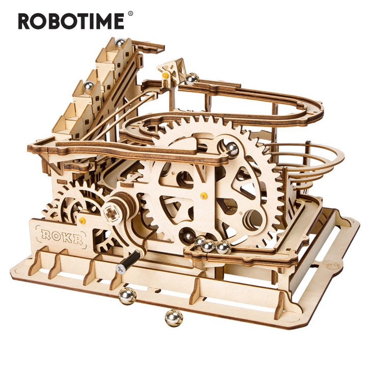 Wooden Marble Run Kit for Screen-Free Building Fun