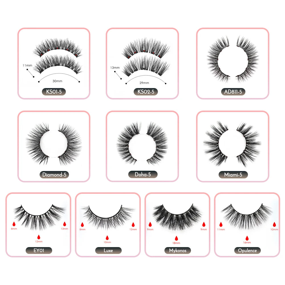 Magnetic False Eyelashes with Eyeliner, 5 Magnets