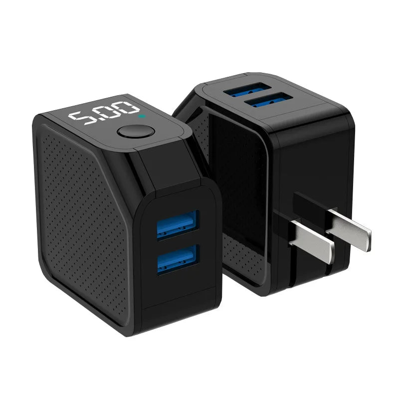LED Display Fast Charger with Dual USB & Auto-Off