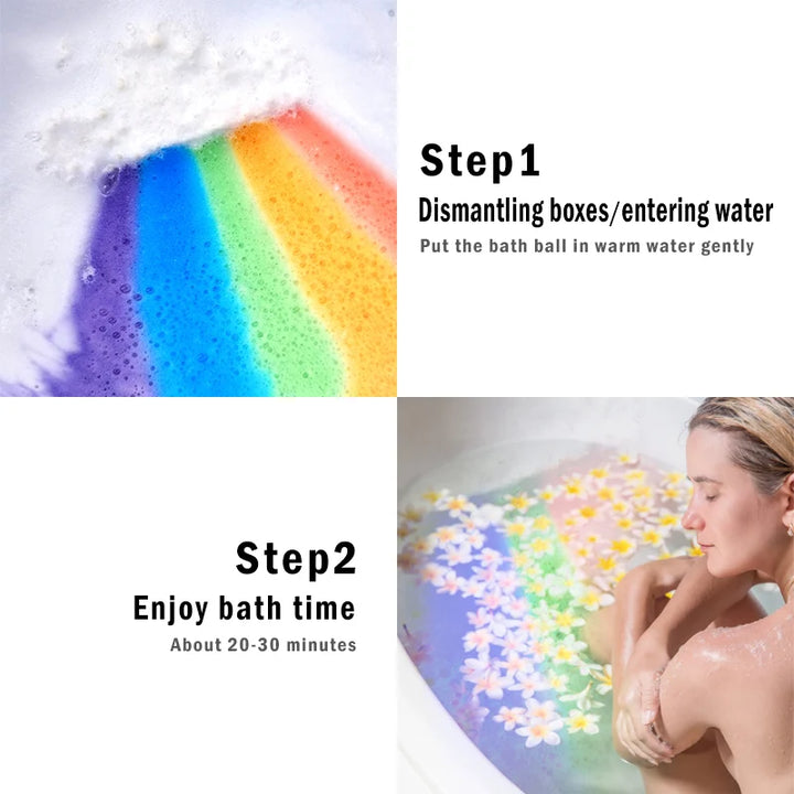 Rainbow Bath Bomb Gift Box for Relaxing Home Spa Soaks