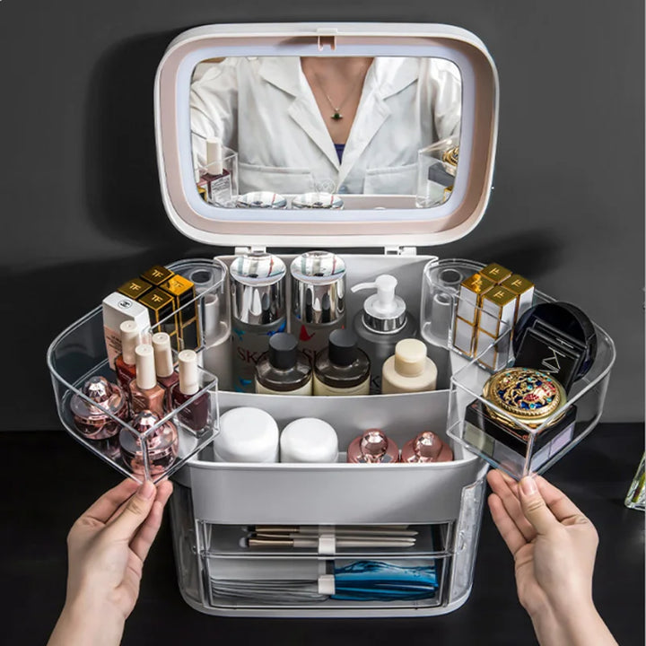 LED Makeup Mirror with Storage — Flawless Lighting & Tidy