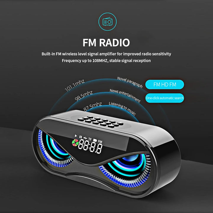 Owl Design Bluetooth Speaker with LED Light, Clock, and FM