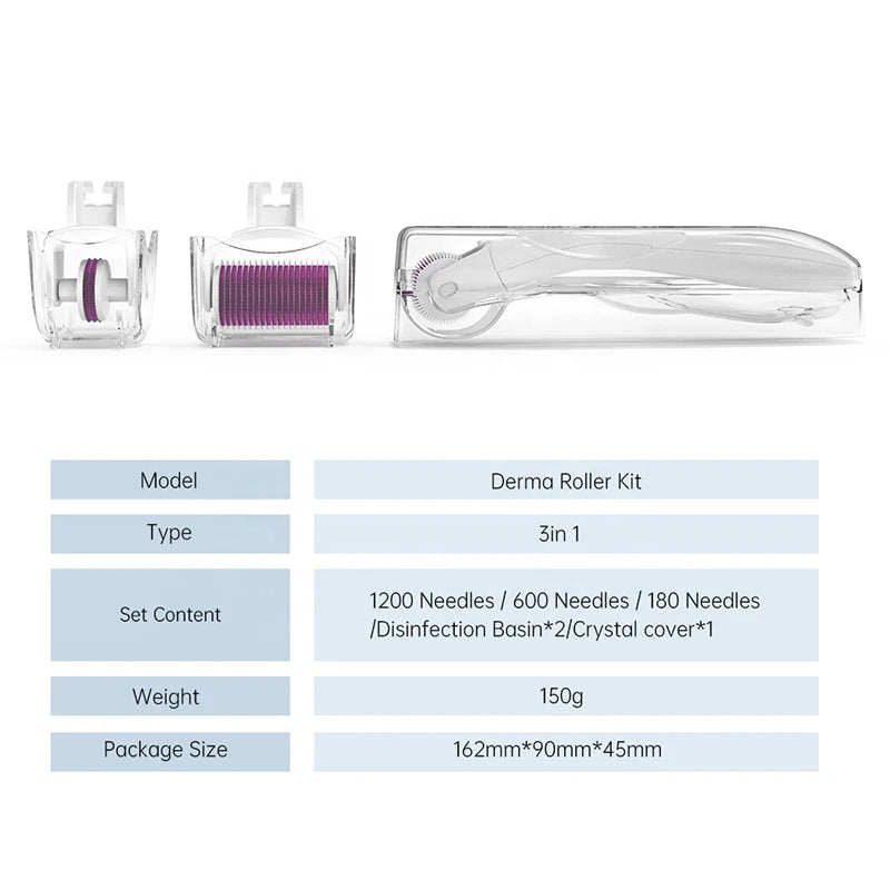 Serum Micro 3-in-1 Derma Roller Kit — 3 Heads for Smoother