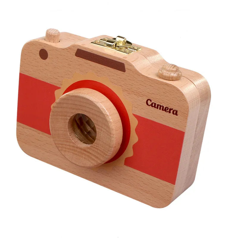 Wooden Baby Teeth Box Camera Keepsake for Children