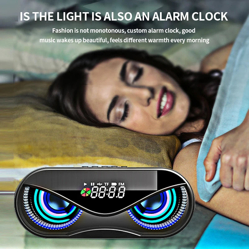 Owl Design Bluetooth Speaker with LED Light, Clock, and FM