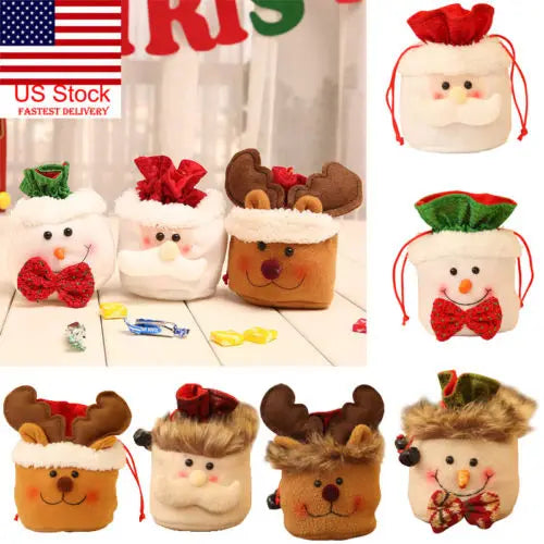 Christmas Candy Bag Cotton Drawstring Gift Pouch