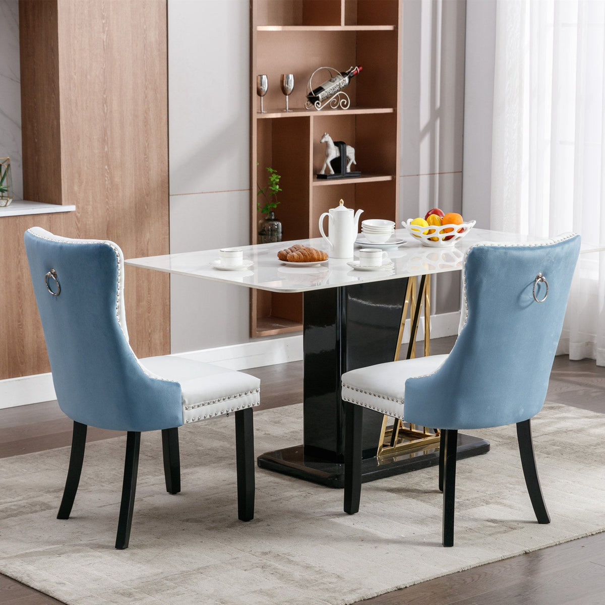 Tufted Modern Dining Chairs Set of 2 with Velvet Accents