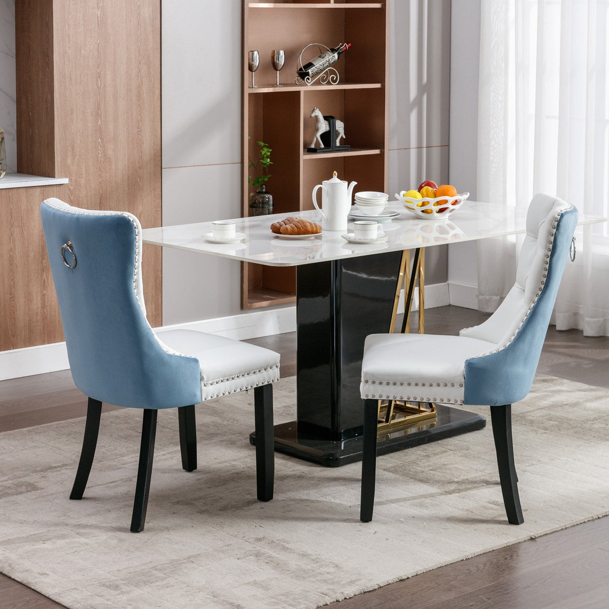 Tufted Modern Dining Chairs Set of 2 with Velvet Accents