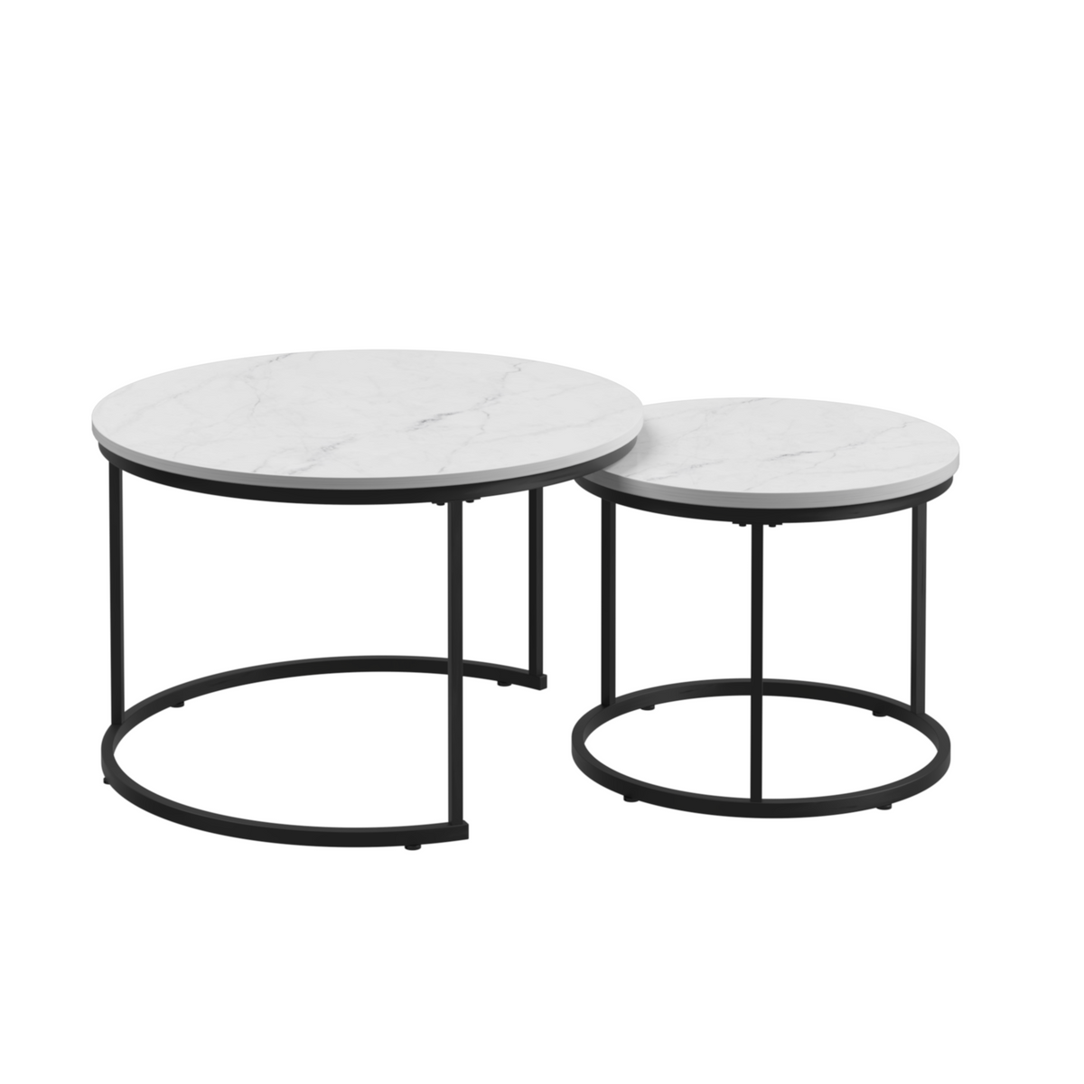 Nesting Coffee Table Set with Faux Marble Top & Metal Frame