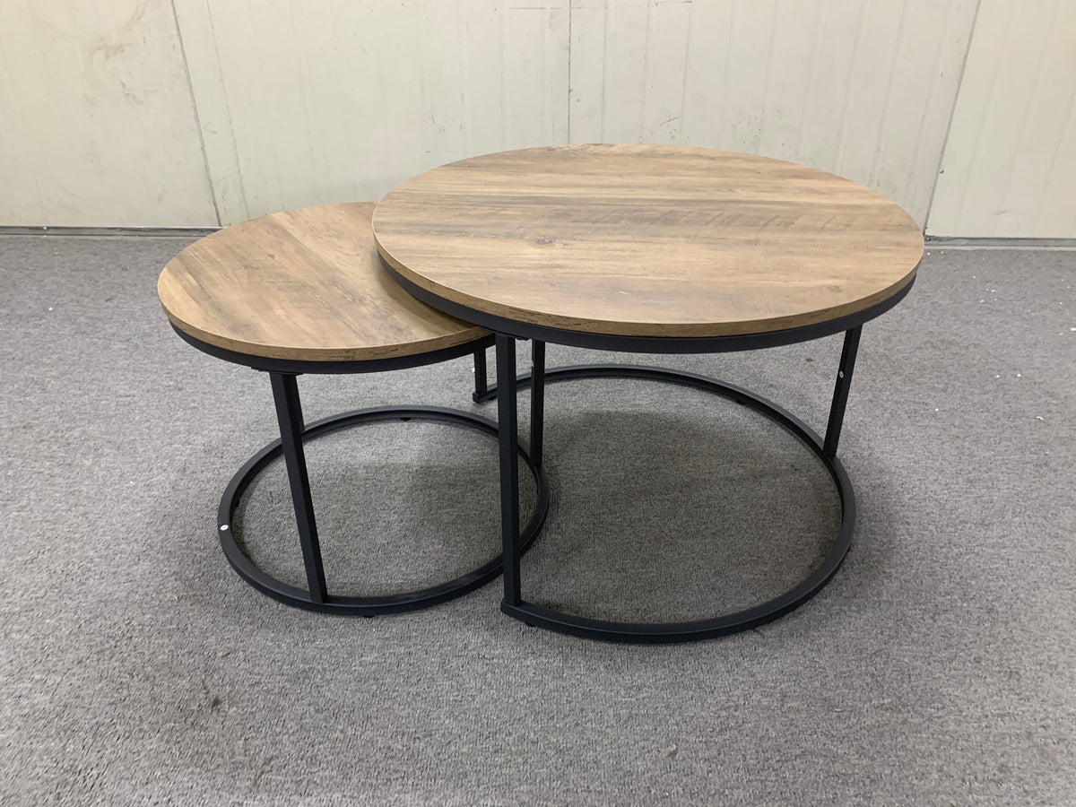Nesting Round Coffee Table Set: Save Space, Industrial Style
