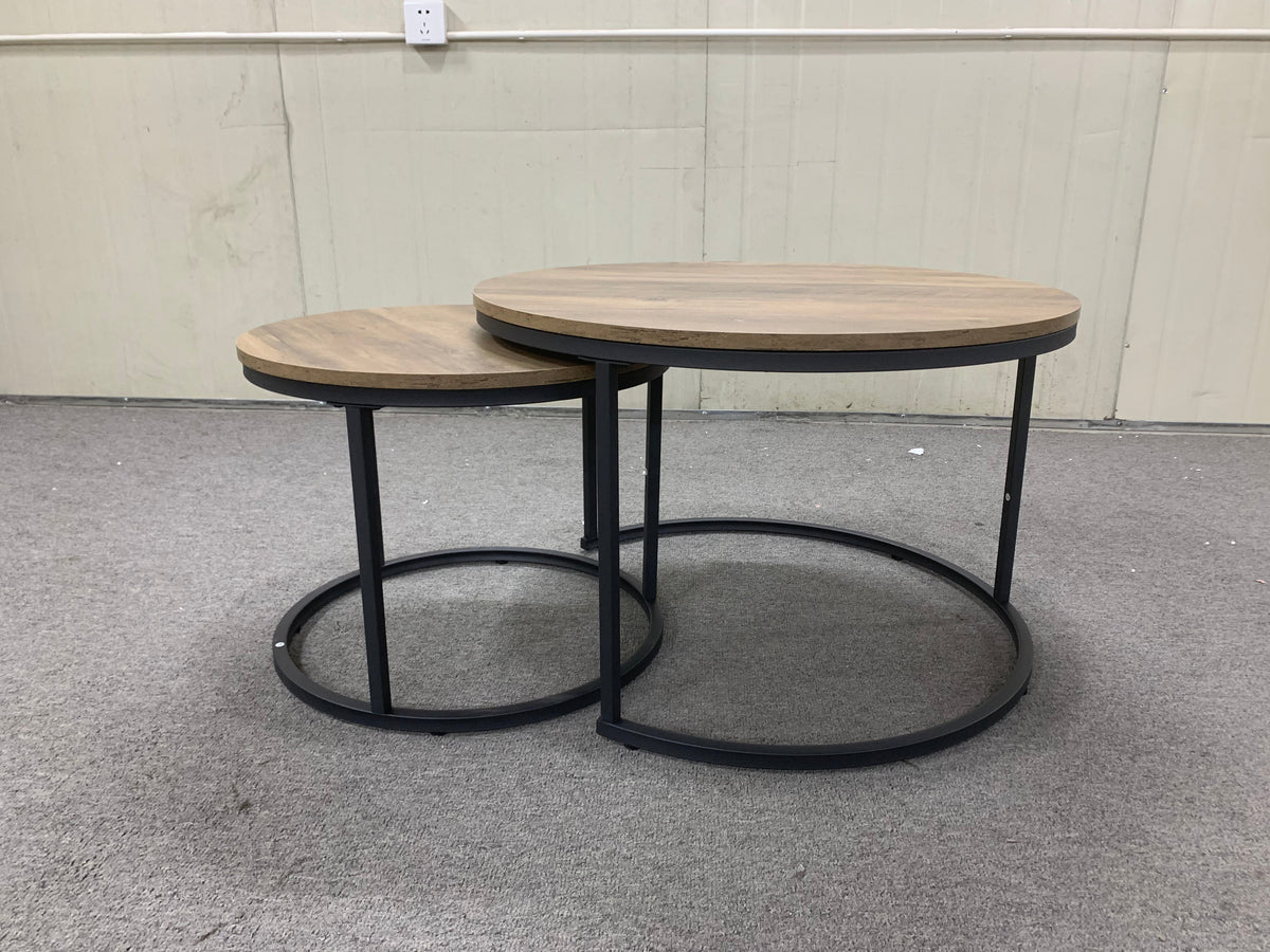 Nesting Round Coffee Table Set: Save Space, Industrial Style