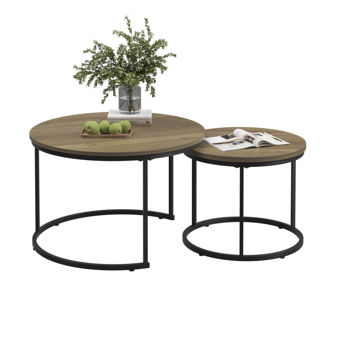 Nesting Round Coffee Table Set: Save Space, Industrial Style