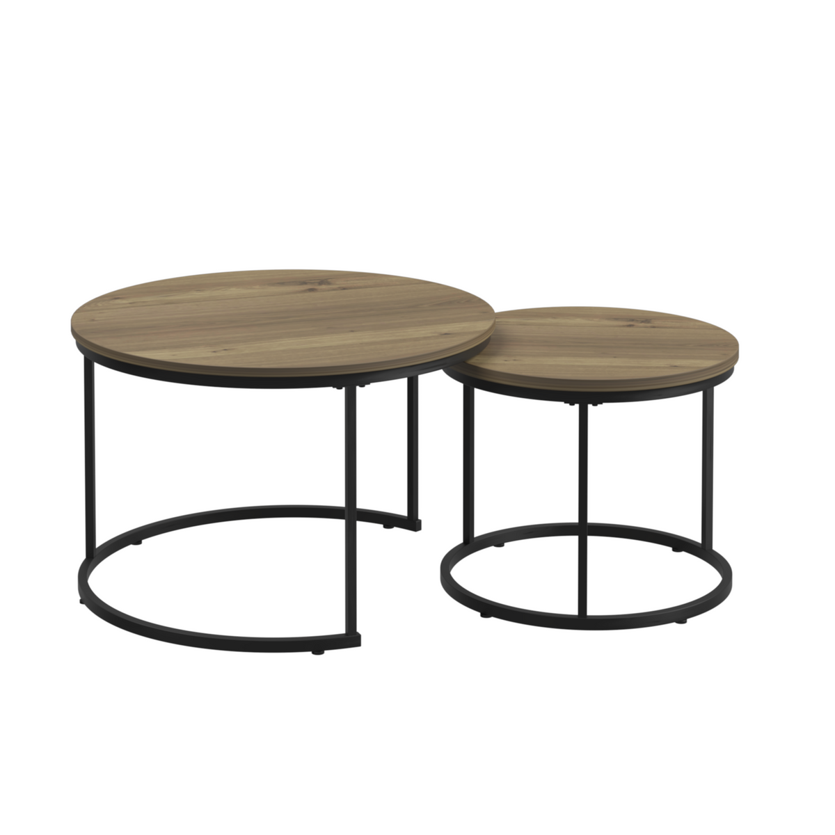 Nesting Round Coffee Table Set: Save Space, Industrial Style