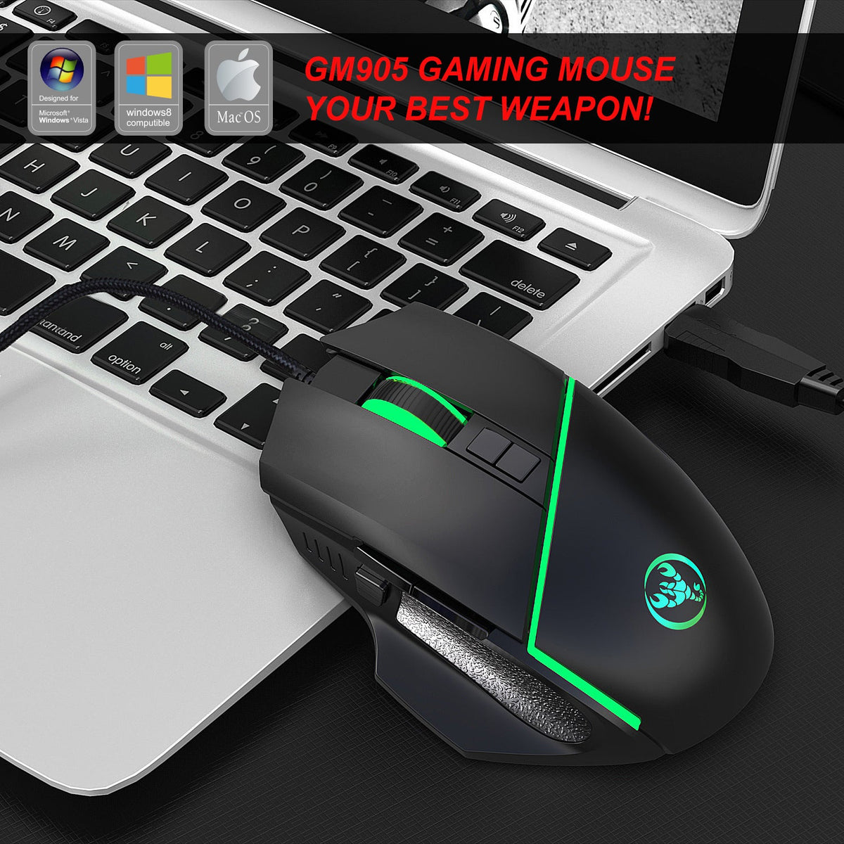 RGB Wired Gaming Mouse, 6400 DPI & Synced RGB Lights