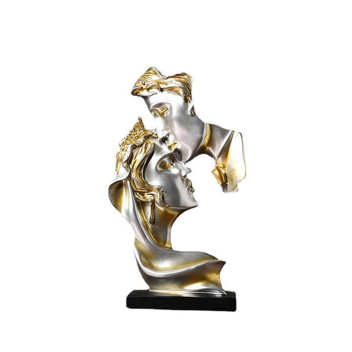 Abstract Couple Sculpture - Metallic Gold Resin Art Decor