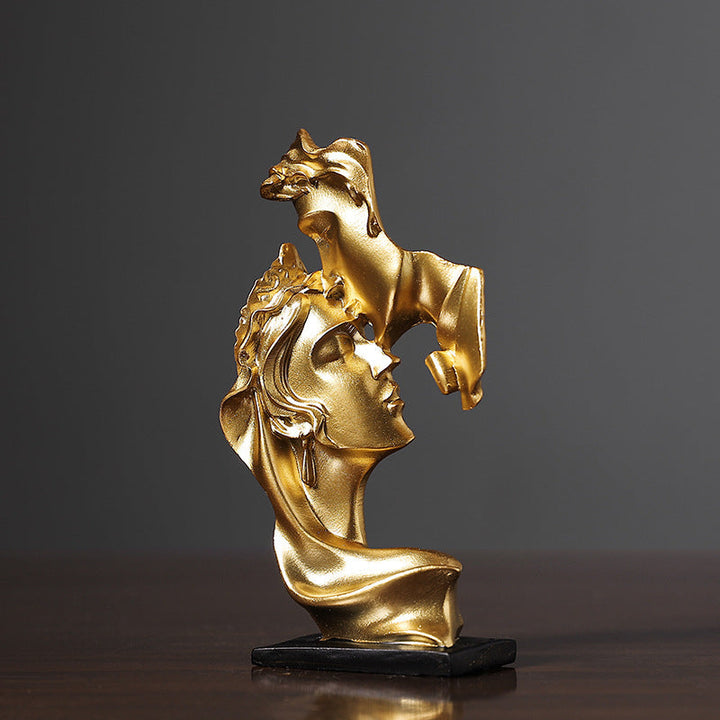Abstract Couple Sculpture - Metallic Gold Resin Art Decor