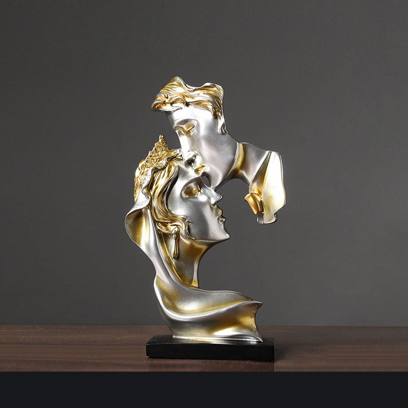 Abstract Couple Sculpture - Metallic Gold Resin Art Decor