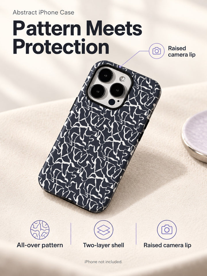 Abstract Line Pattern iPhone Case for Women: Two-Layer Shell