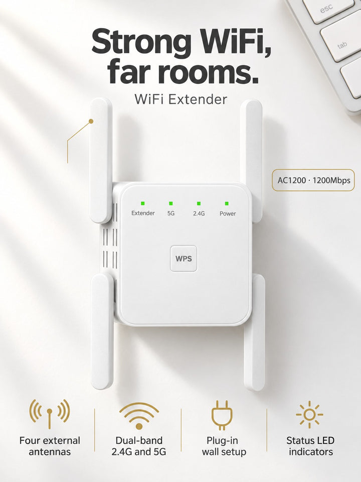 AC1200 Dual-Band WiFi Extender for Dead Zone Coverage