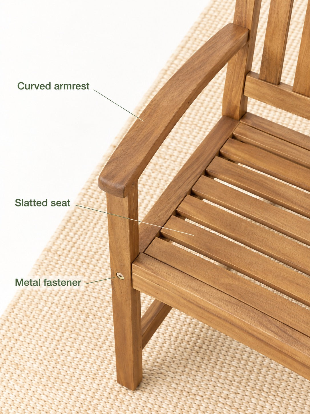 Acacia Garden Bench for Two: Natural Warm-Wood Seating