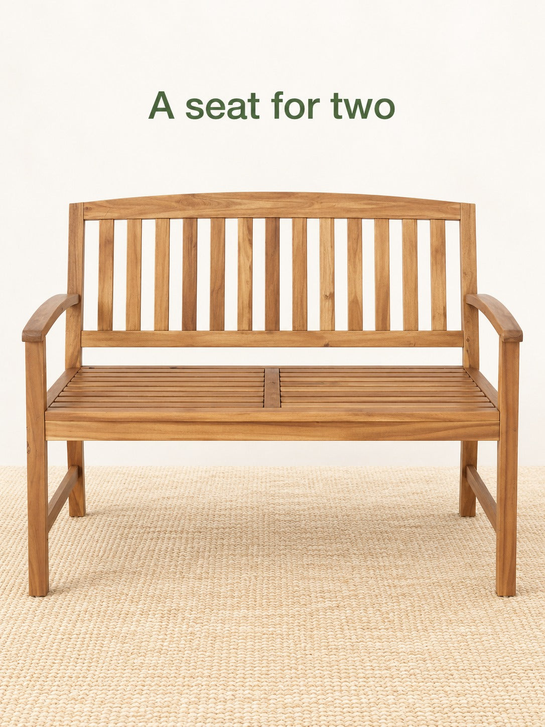 Acacia Garden Bench for Two: Natural Warm-Wood Seating