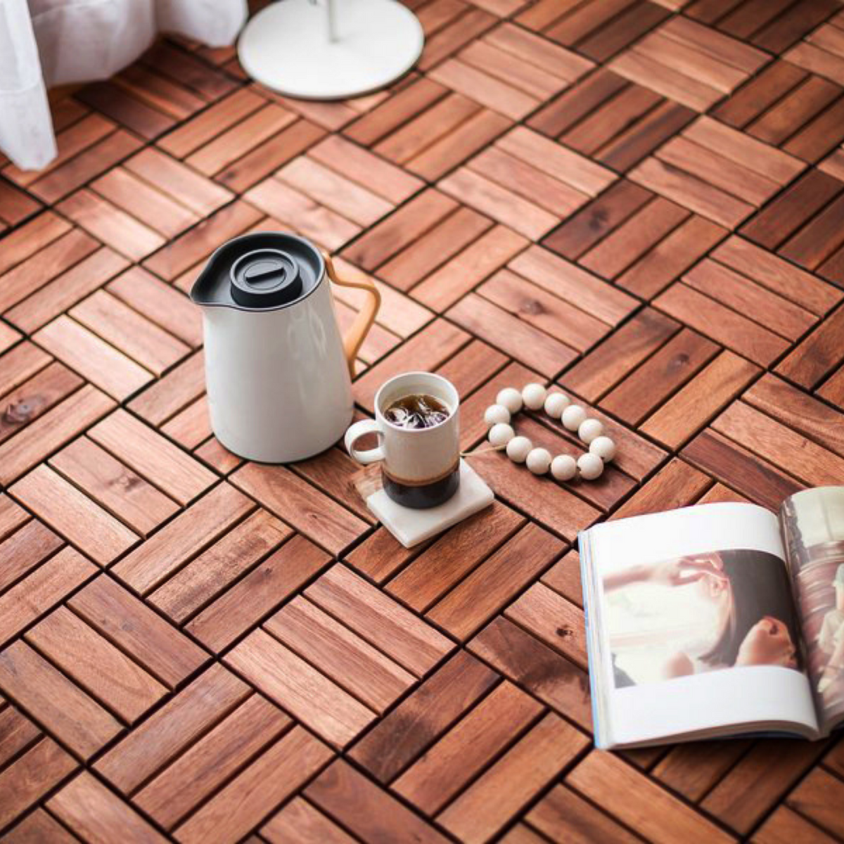 Acacia Deck Tiles 12x12 Interlocking Outdoor Flooring