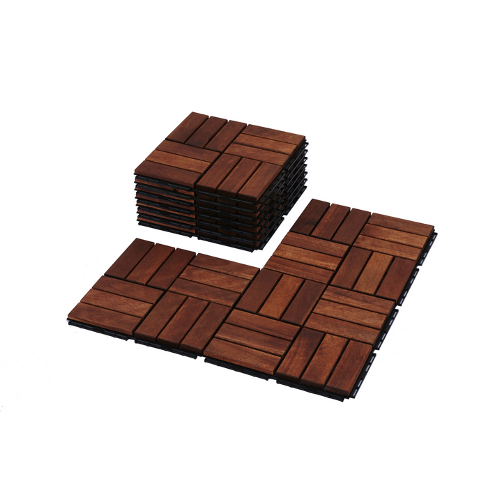 Acacia Deck Tiles 12x12 Interlocking Outdoor Flooring
