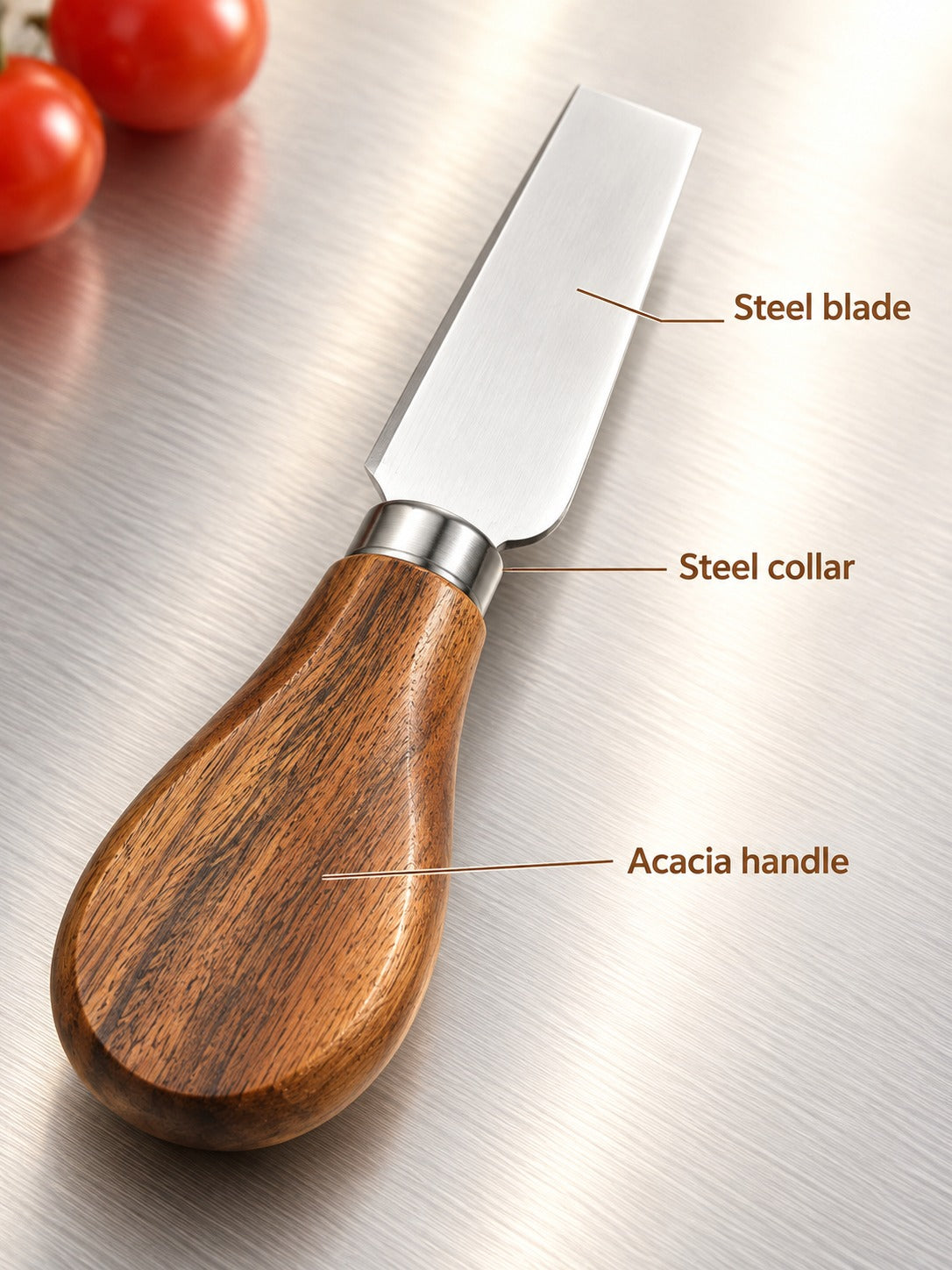Acacia Wood Cheese Knife Set, 6 Piece Stainless