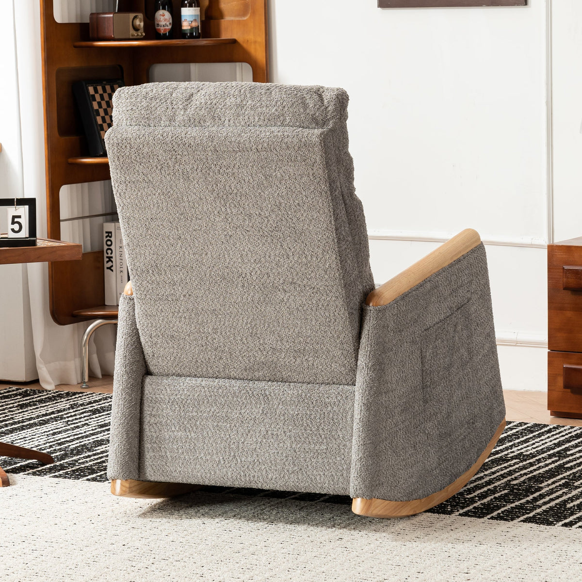 Rocking Chair with Footrest and High Back for Reading