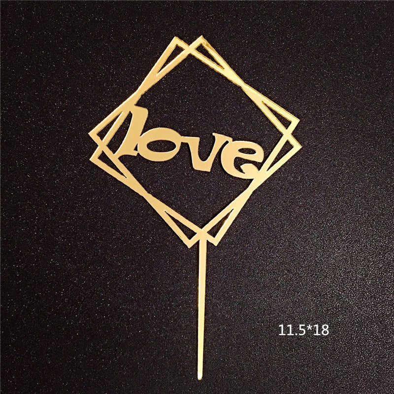 Mirror Gold Acrylic Happy Birthday Cake Topper Insert