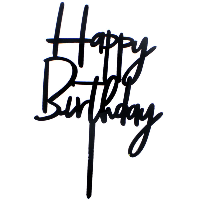 Gold Acrylic Happy Birthday Cake Topper Mirror Finish