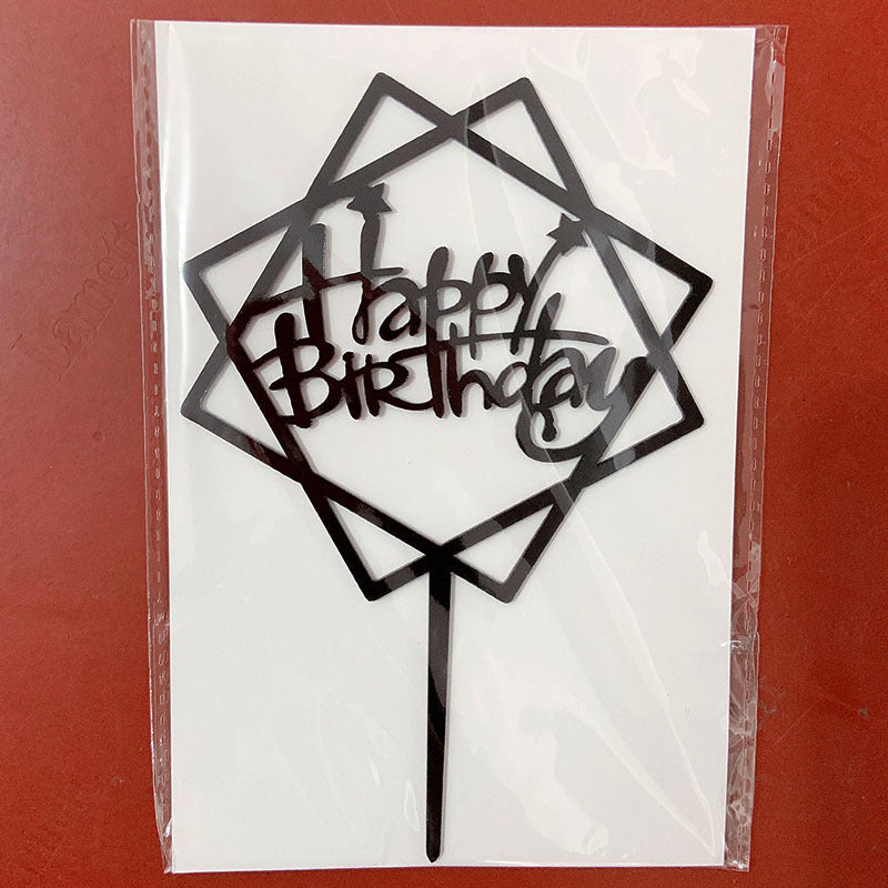 Gold Acrylic Happy Birthday Cake Topper Mirror Finish