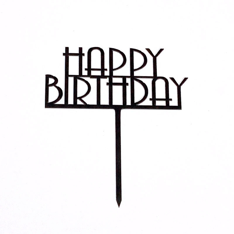 Gold Acrylic Happy Birthday Cake Topper Mirror Finish