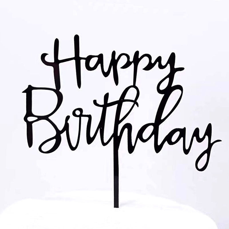 Gold Acrylic Happy Birthday Cake Topper Mirror Finish