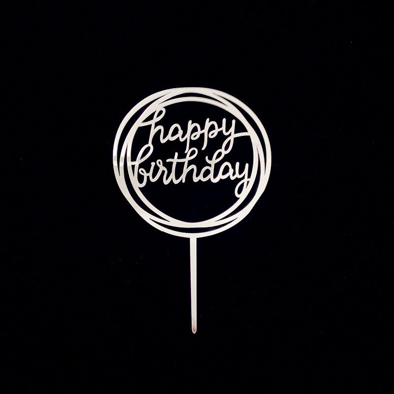 Mirror Gold Acrylic Happy Birthday Cake Topper Insert