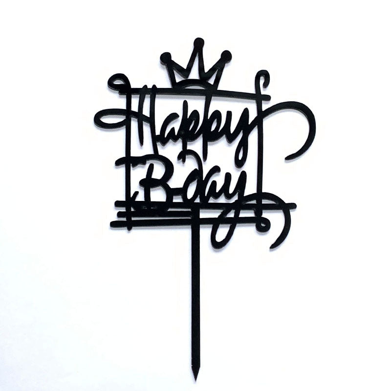 Gold Acrylic Happy Birthday Cake Topper Mirror Finish