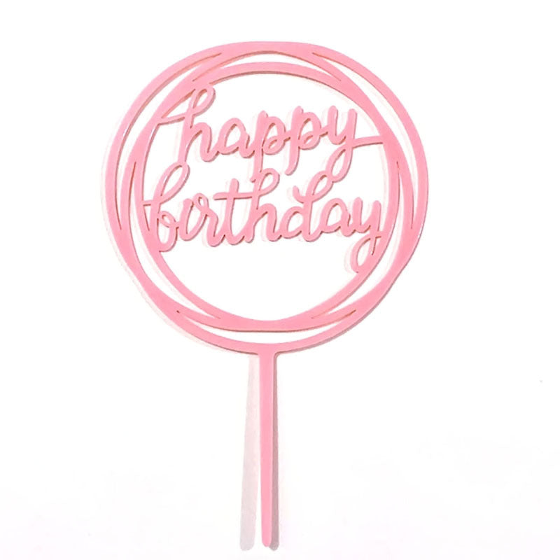 Mirror Gold Acrylic Happy Birthday Cake Topper Insert