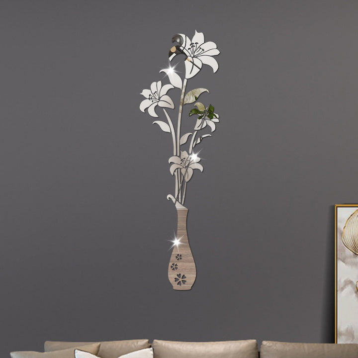 Acrylic Mirror Lily Vase Wall Decor for Elegant Rooms