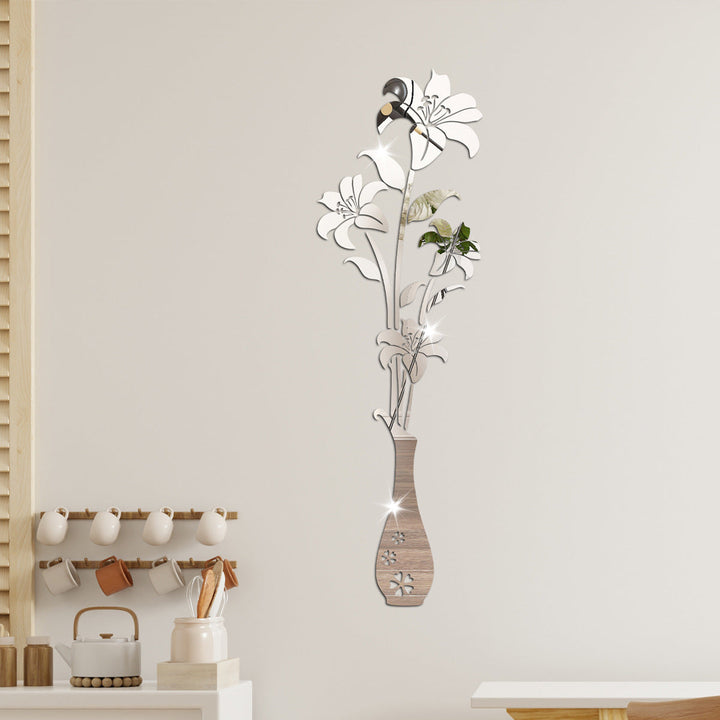 Acrylic Mirror Lily Vase Wall Decor for Elegant Rooms