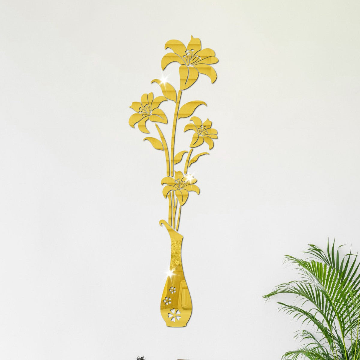 Acrylic Mirror Lily Vase Wall Decor for Elegant Rooms