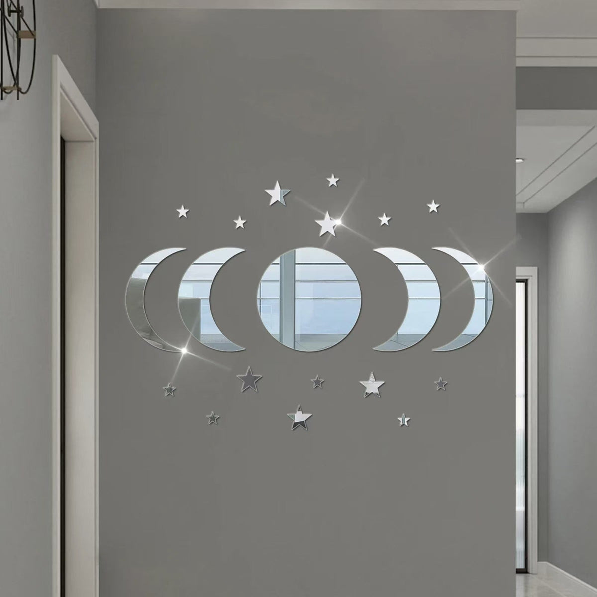Acrylic Moon Wall Stickers for Reflective Celestial Decor